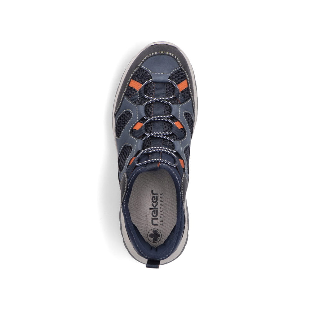 Chaussons Rieker bleus pour homme B8350-14 avec fonction slip-in Ready2GO. Chaussure vue de dessus.