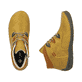 Gelbe Rieker Damen Kurzstiefel 52544-68 mit einem Reißverschluss. Schuh von oben, liegend.