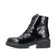 Tiefschwarze Rieker Damen Biker Boots 75700-01 mit Schnürung und Reißverschluss. Schuh Innenseite