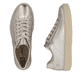 Baskets basses Rieker métalliques pour femme L5955-90 en cuir lisse. Chaussure vue de dessus, couchée.