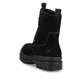 Tiefschwarze Rieker Damen Kurzstiefel X8250-00 mit Flip-Grip Sohle. Schuh von hinten.
