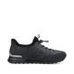 Petrolfarbene Rieker Damen Slipper N1455-14 mit easy Hineinschlüpf-Möglichkeit. Schuh Innenseite.