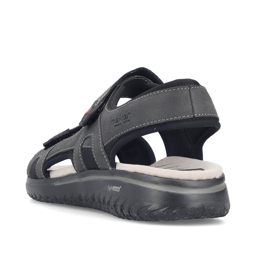 Sandales des randonnée Rieker noires pour homme 26455-00. Chaussure vue de l'arrière.