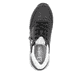 Schwarze Rieker Damen Sneaker Low W2402-00 mit einem Reißverschluss. Schuh von oben.