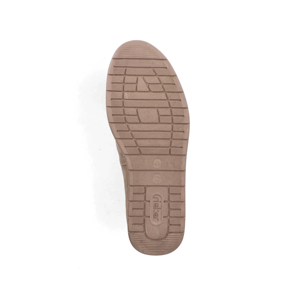 Beige Rieker Herren Slipper 11955-64 aus Glattleder mit eleganten Zierlochungen. Schuh Laufsohle.
