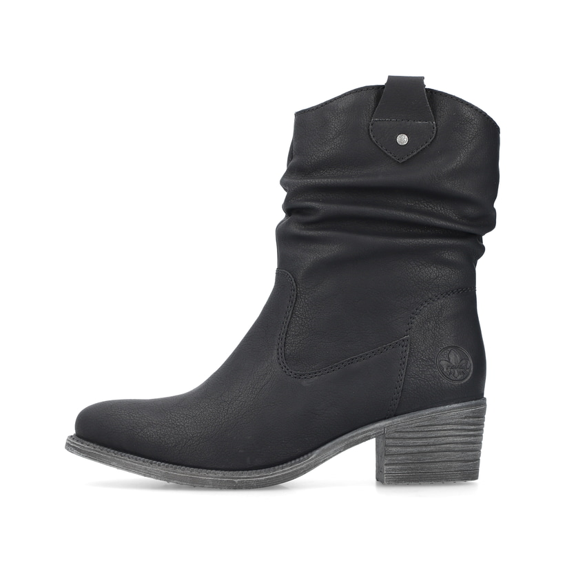 Asphaltschwarze Rieker Damen Chelsea Boots 72690-00 mit einer leichten Sohle. Schuh Innenseite
