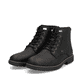 Schwarze Rieker Herren Schnürstiefel 33121-00 mit wasserabweisender TEX-Membran. Schuhpaar seitlich schräg.