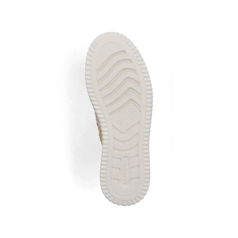Mehrfarbige vegane Rieker Damen Sneaker Low N9919-91 mit floralem Muster. Schuh Laufsohle.
