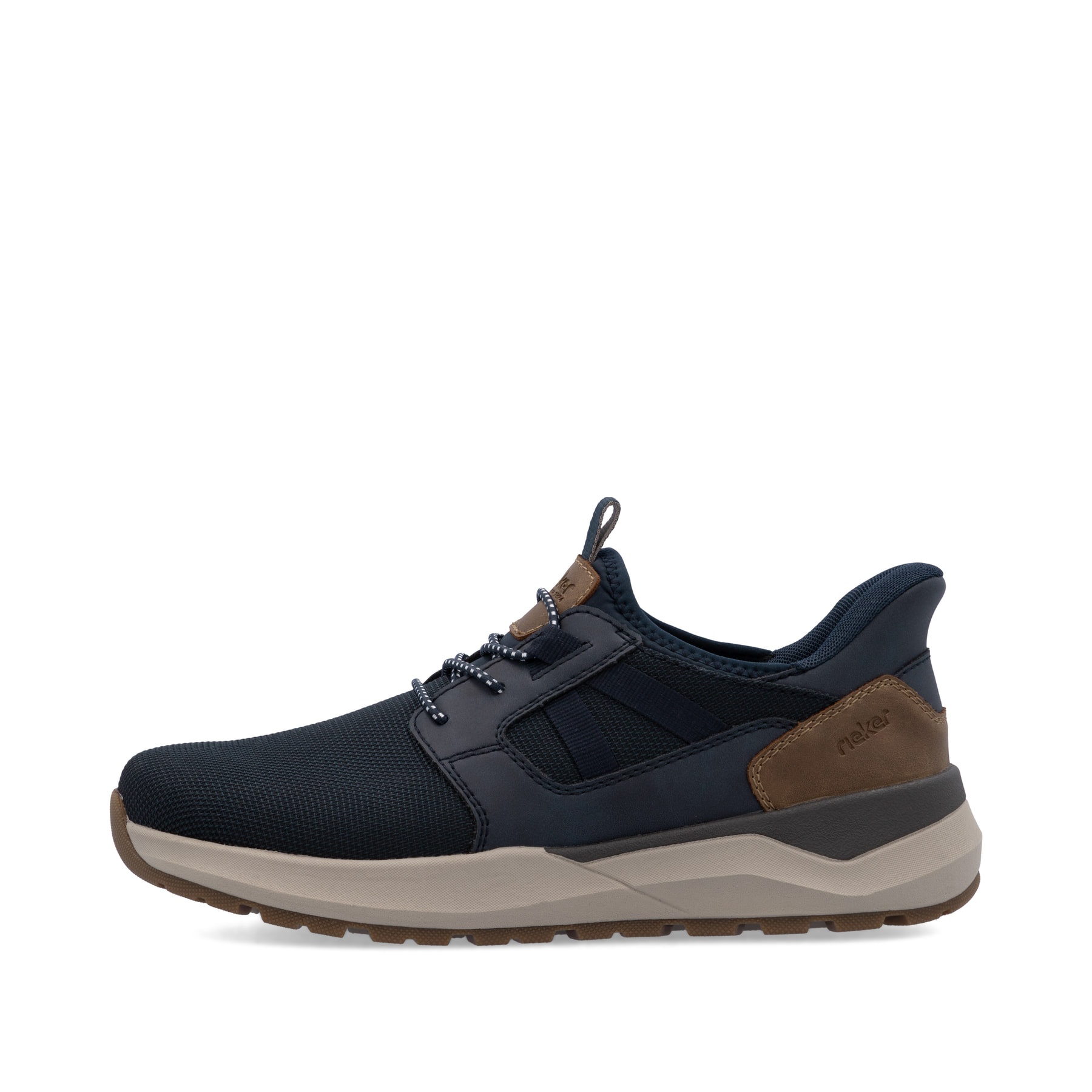 Mocassins Rieker bleus pour homme 06051-14 avec fonction easy in Ready2GO. Côté extérieur de la chaussure.