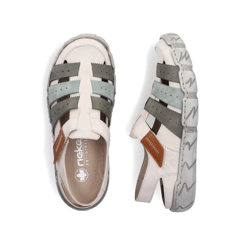 Escarpins Rieker beiges pour femme L0379-90 en cuir lisse. Chaussure vue de dessus, couchée.