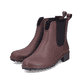 Braunrote Rieker Damen Chelsea Boots P8260-35 mit Elastikeinsatz. Schuhpaar seitlich schräg.