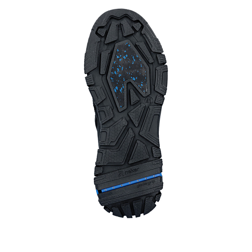 Schwarze Rieker Herren Schnürstiefel B9501-00 mit dem umdrehbaren Glacier Grip. Schuh Laufsohle.