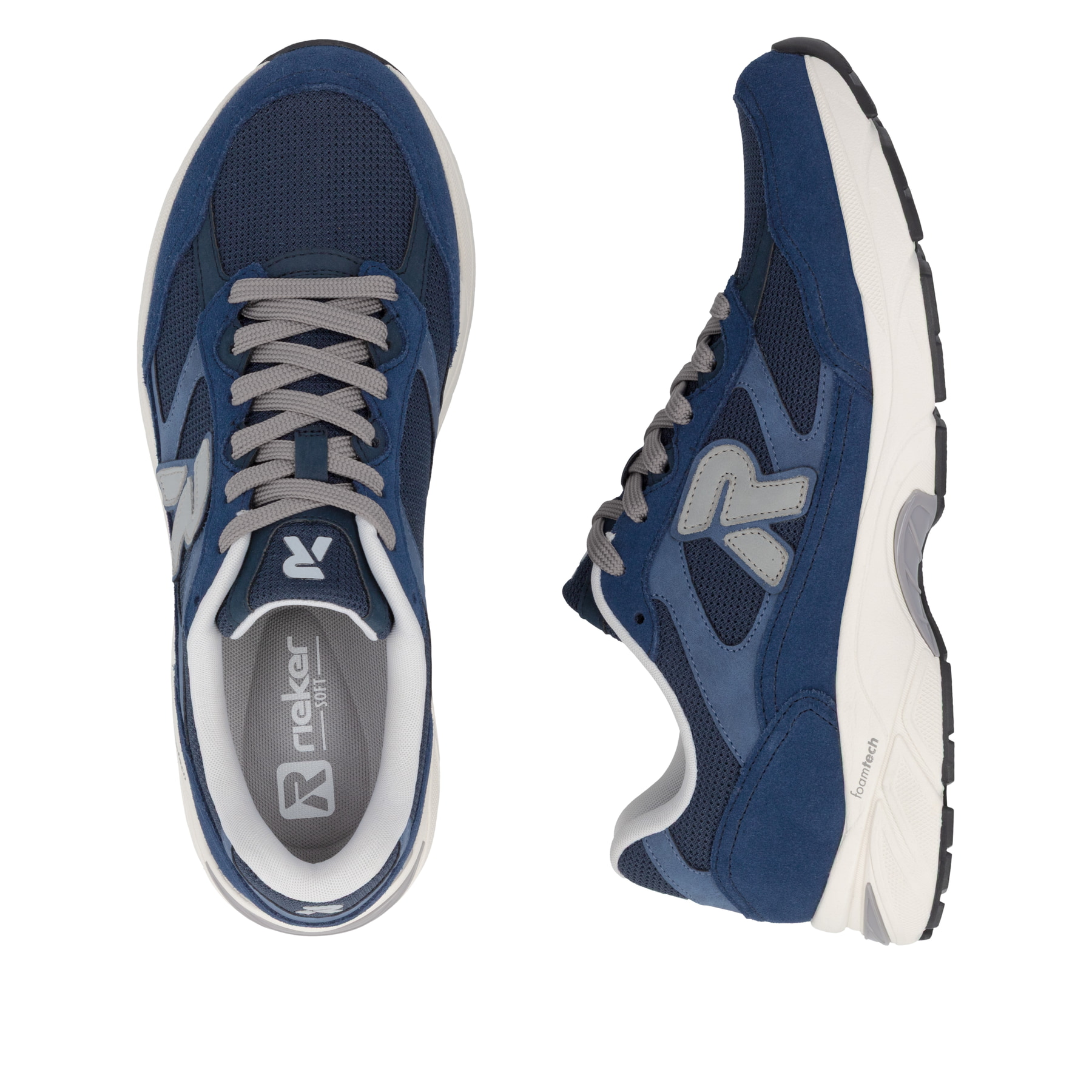Blaue Rieker Sport Herren Sneaker Low U4201-14. Schuh von oben, liegend.