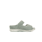 Grüne Rieker Damen Pantoletten V7492-52 mit Klettverschluss sowie Extraweite H. Schuh Innenseite.