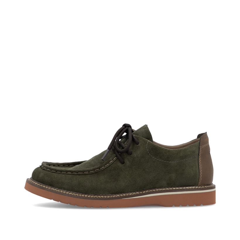 Grüne Rieker Herren Schnürschuhe 04502-54 mit der Extraweite H. Schuh Außenseite.