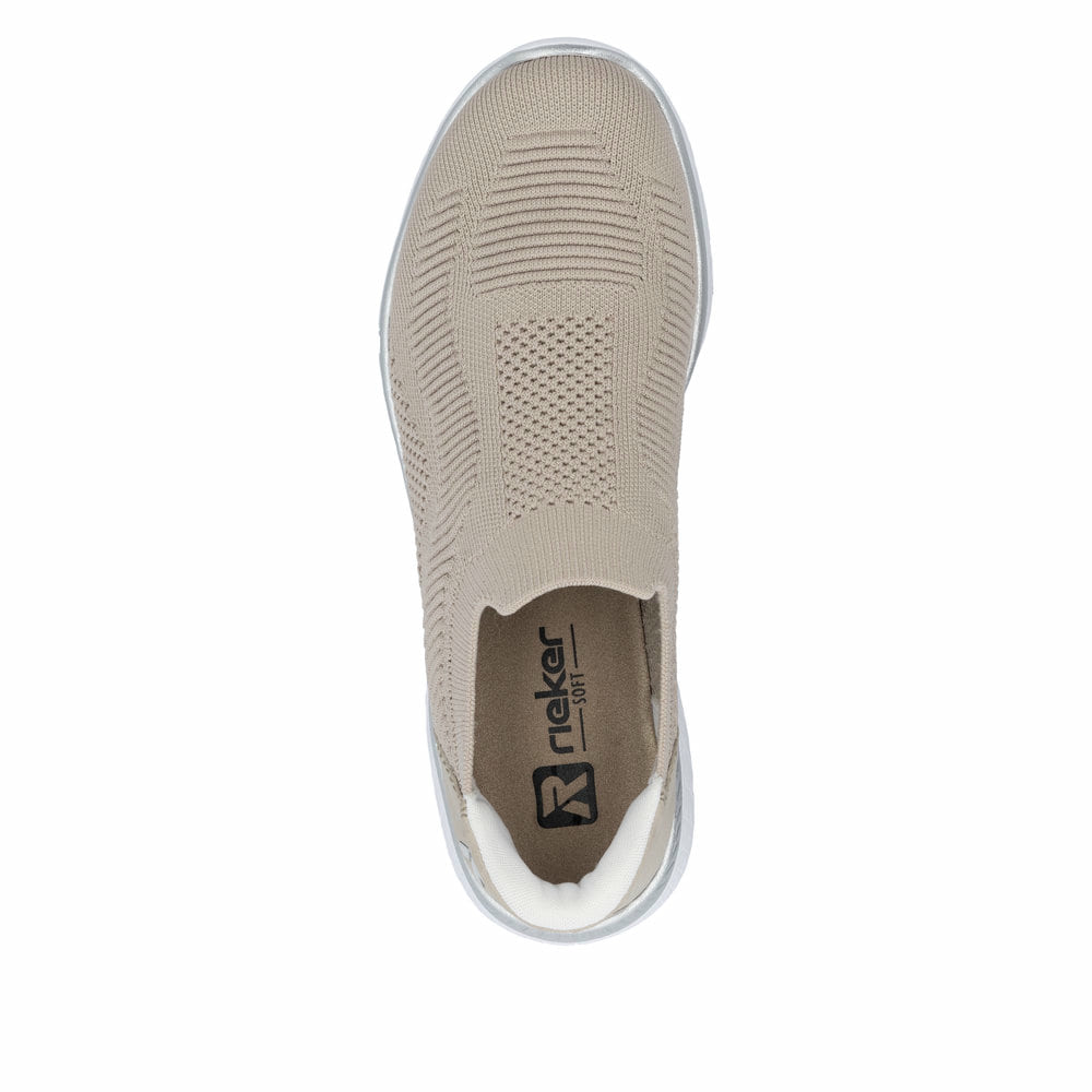 Baskets basses Rieker beiges femme M5072-62 avec option easy in facile. Chaussure vue de dessus.