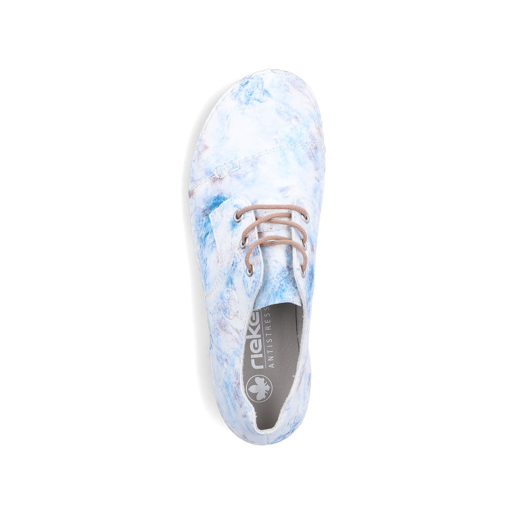 Mehrfarbige Rieker Damen Schnürschuhe 55920-90 mit modernen Ziernähten. Schuh von oben.