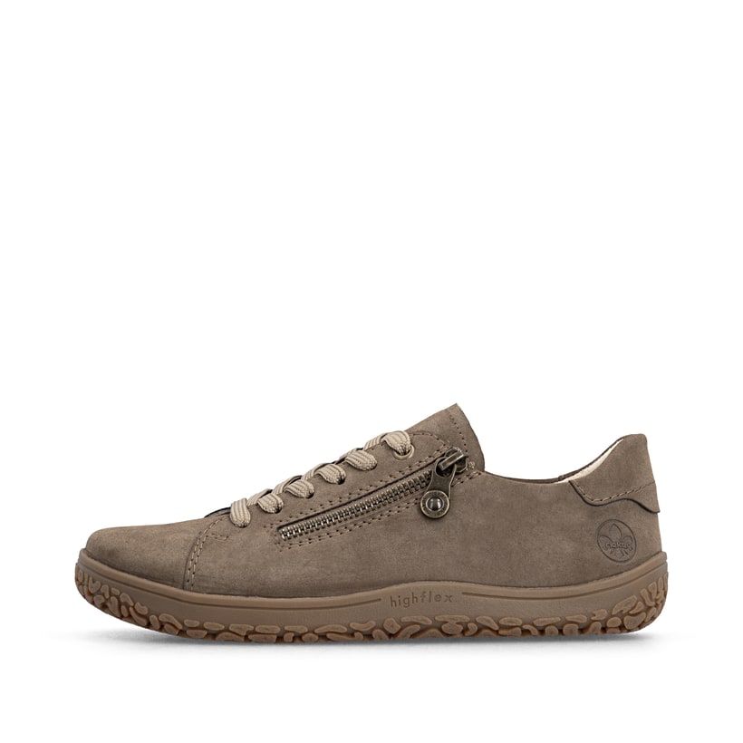 Chaussures à lacets Rieker marron femmes 52301-25 avec fermeture éclair. Côté extérieur de la chaussure.