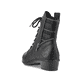 
Tiefschwarze Rieker Damen Stiefeletten Y0700-01 mit Schnürung und Reißverschluss. Schuh von hinten