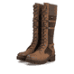 Braune Rieker Damen Schnürstiefel Y8101-25 aus Rauleder. Schuhpaar seitlich schräg.