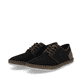 Schwarze Rieker Herren Schnürschuhe B5249-00 mit der Komfortweite G 1/2. Schuhpaar seitlich schräg.