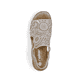 Beige Rieker Damen Sandalen V1246-62 mit Strasssteinen sowie einem Gummizug. Schuh von oben.