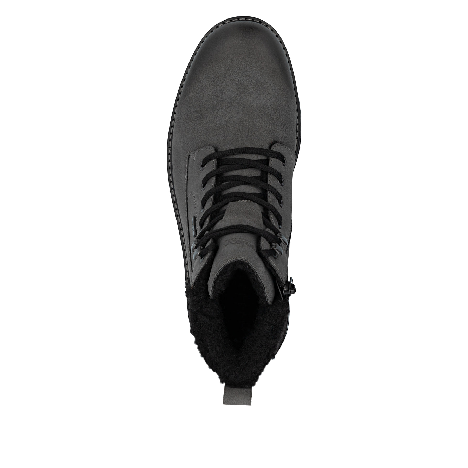 Graue Rieker Herren Schnürstiefel 39442-45 mit wasserabweisender TEX-Membran. Schuh von oben.