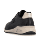 Schwarze Rieker Damen Sneaker Low M4903-03 aus Glattleder mit einer Schnürung. Schuh von hinten.