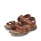 Braune Rieker Herren Sandalen 21461-24 mit einem Klettverschluss. Schuhpaar seitlich schräg.