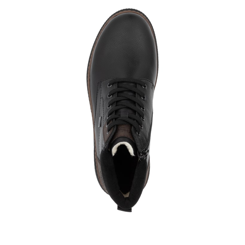 Schwarze Rieker Herren Schnürstiefel B3343-00 aus Glattleder. Schuh von oben.