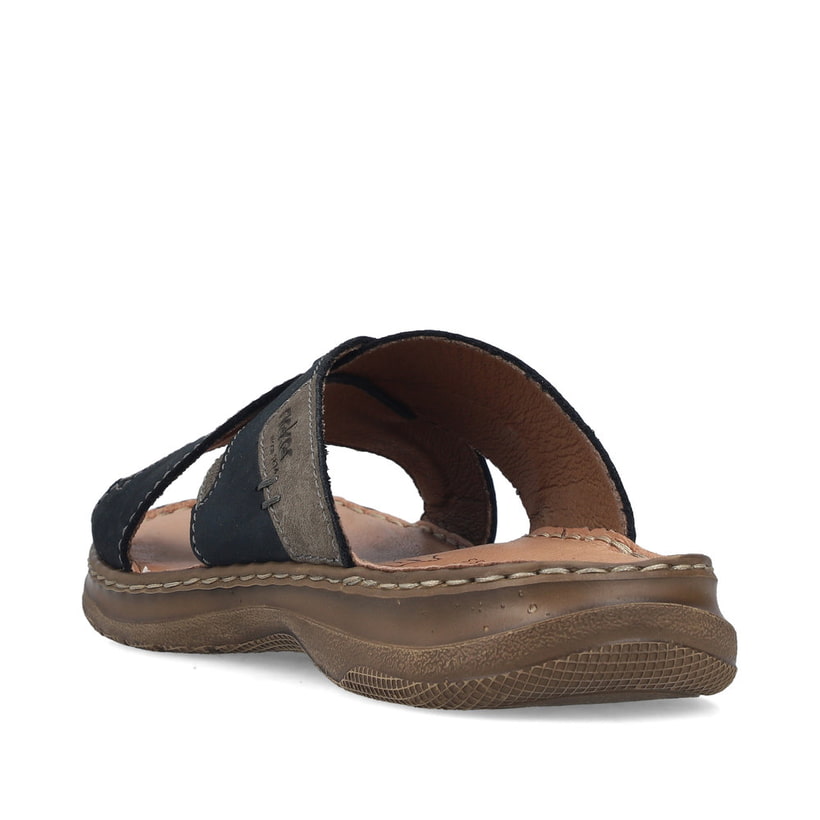 Mules Rieker bleues pour homme 21493-14 avec largeur confort G. Chaussure vue de l'arrière.
