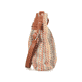 Sac à bandoulière Rieker H1519-90 multi avec un aspect tissé coloré et deux compartiments principaux. Côté gauche.