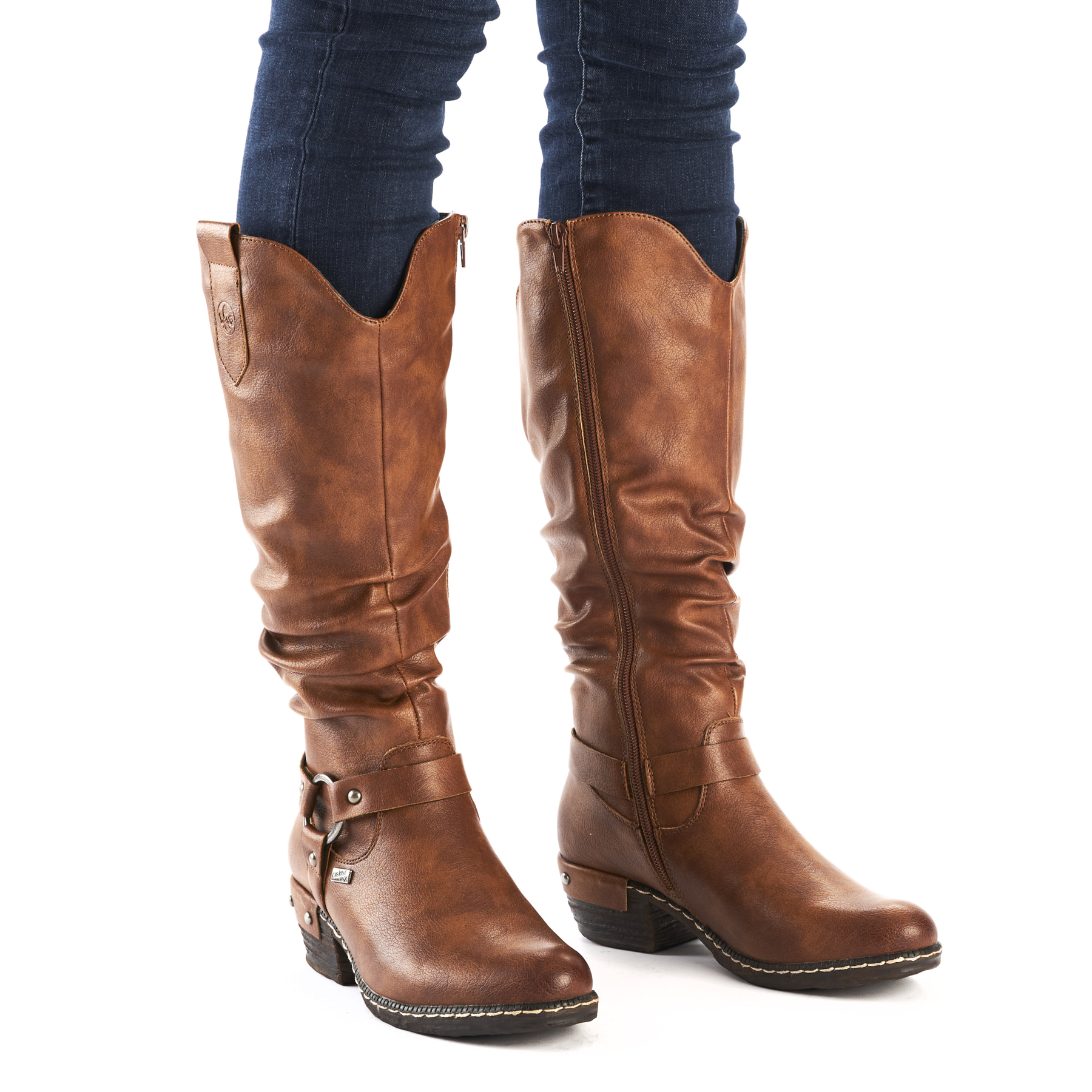 Bottes cuissardes Rieker marron femme 93670-24 avec membrane RiekerTEX. Chaussure au pied.