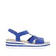 Blaue Rieker Keilsandaletten V0209-14 mit Elastikeinsatz sowie Schmuckelementen. Schuh Innenseite.