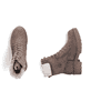 Braun-beige Rieker Damen Schnürstiefel Y8119-25 mit Teddyfell-Kragen. Schuh von oben, liegend.