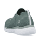 Grüne Rieker Damen Slipper M5074-52 mit einem Gummizug sowie ultraleichter Sohle. Schuh von hinten.