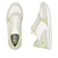 Weiße Rieker Damen Sneaker Low W2400-81 mit Schnürung sowie super leichter Sohle. Schuh von oben, liegend.