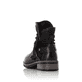 
Nachtschwarze Rieker Damen Kurzstiefel 94689-00 mit einer Profilsohle mit Blockabsatz. Schuh von hinten