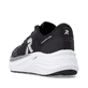 Schwarze Rieker Herren Sneaker Low U4102-00 mit Schnürung sowie abgesetztem Logo. Schuh von hinten.