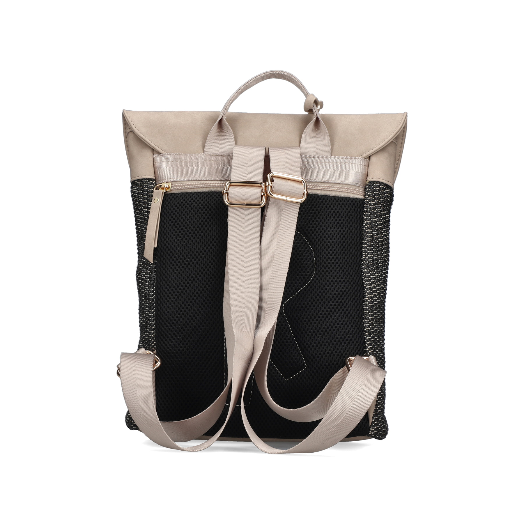 Sac à dos Rieker H1386-92 multi avec motif tressé, compartiment pour tablette et beaucoup d'autres compartiments. Côté gauche.