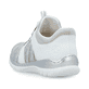 Graue Rieker Damen Slipper L32G4-40 mit Ready2GO Slip-in Funktion sowie Gummizug. Schuh von hinten.