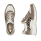 Beige Rieker Damen Schnürschuhe N4308-64 mit angesagtem Animal-Print. Schuh von oben, liegend.