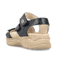 Schwarze Rieker Damen Riemchensandalen V2202-00 mit einem Klettverschluss. Schuh von hinten.