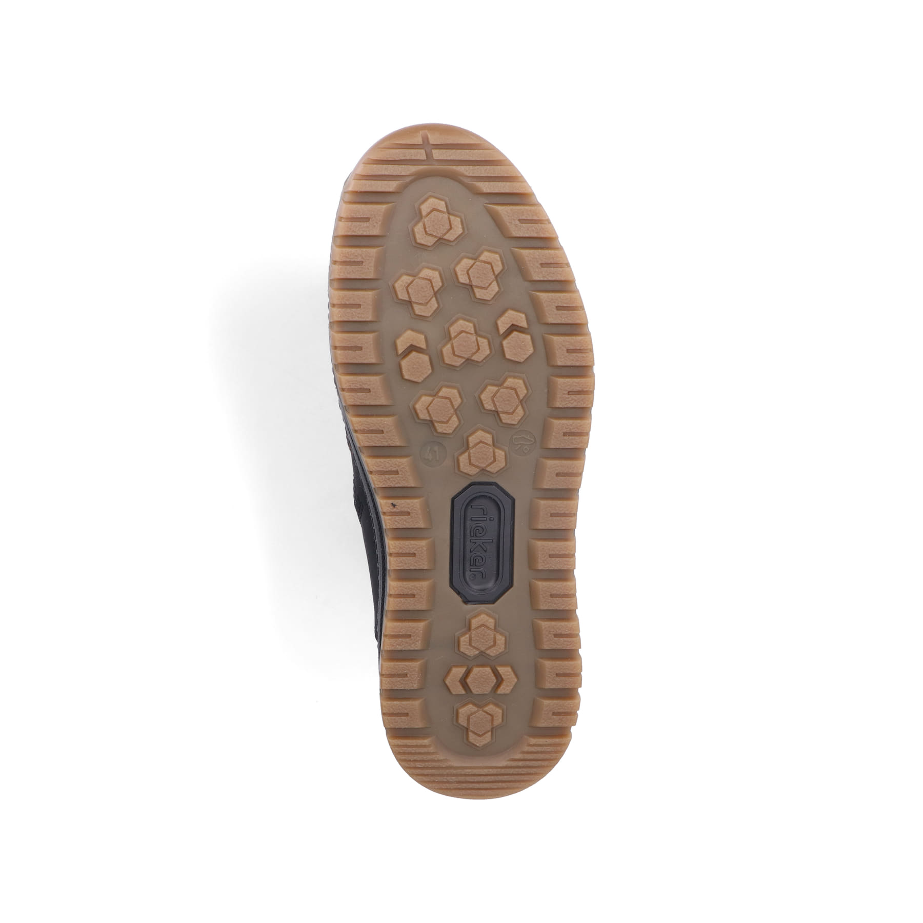 Asphaltschwarze Rieker Herren Schnürstiefel 38545-00 mit einer robusten Profilsohle. Schuh Laufsohle