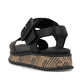 Schwarze Rieker Damen Riemchensandalen W0800-00 mit trendigen Schnalle. Schuh von hinten.