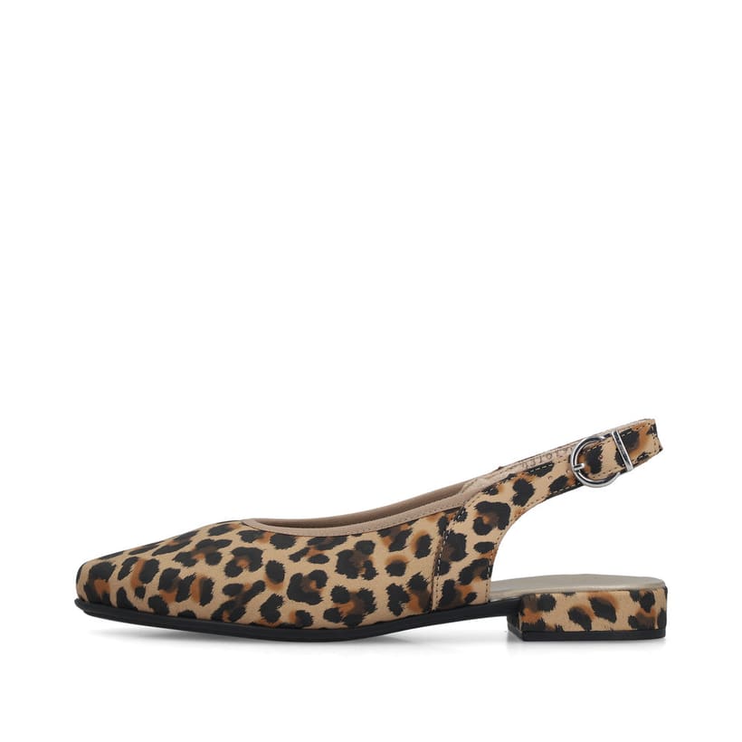 Escarpins Rieker beiges pour femme 43161-90 avec imprimé animal à la mode. Côté extérieur de la chaussure.