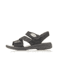 Schwarze Rieker Damen Riemchensandalen 64573-00 mit einem Klettverschluss. Schuh Außenseite.