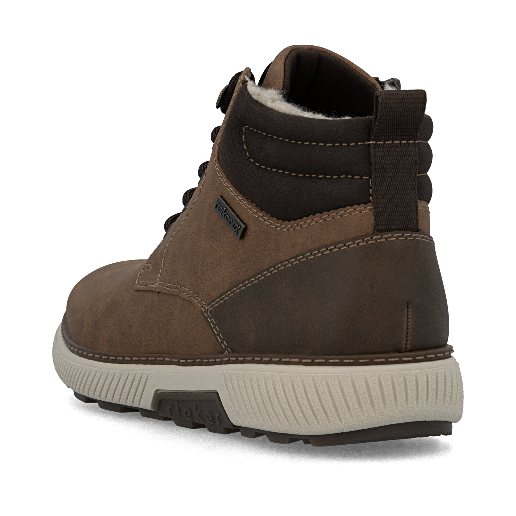 Bottes à lacets Rieker marron pour homme B3302-24 avec membrane RiekerTEX. Chaussure vue de l'arrière.