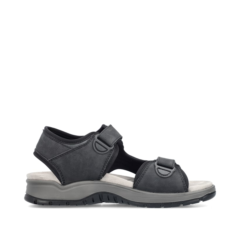 Schwarze Rieker Herren Trekkingsandalen 26952-00 mit einem Klettverschluss. Schuh Innenseite.