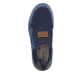 Azurblaue Rieker Herren Slipper 14852-14 mit Elastikeinsatz sowie geprägtem Logo. Schuh von oben.